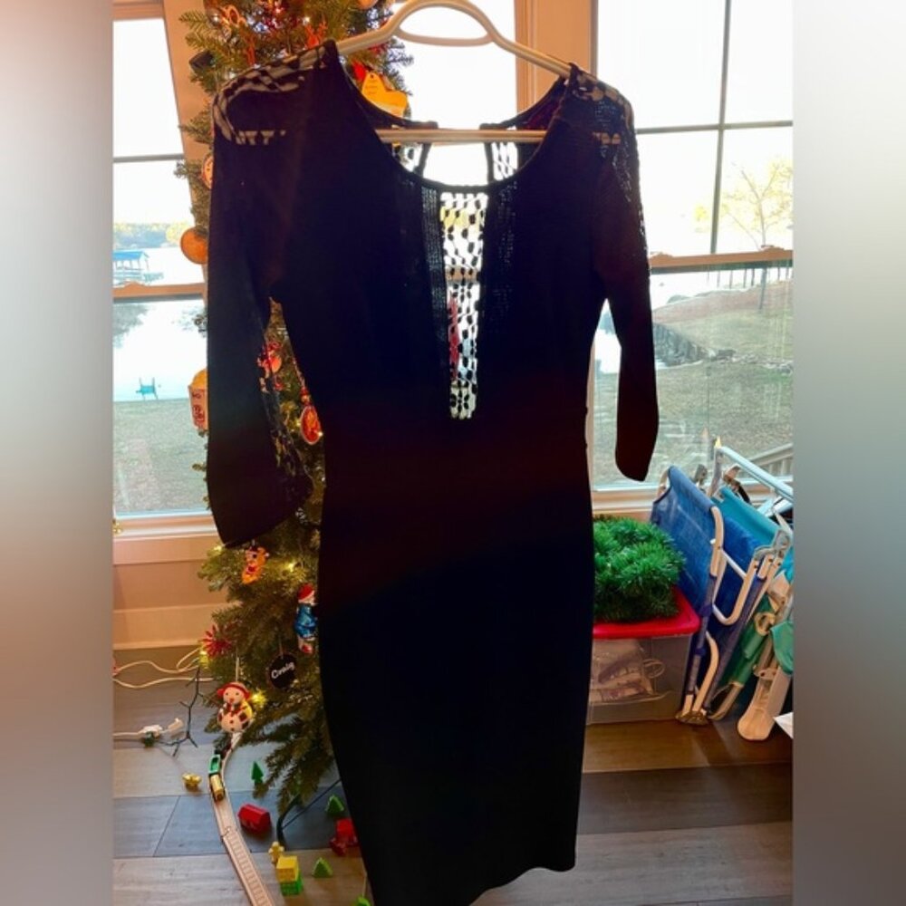 Material Girl Black Long Sleeve Dress